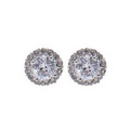 Round Cubic Zirconium with Crystal Accented Stud Earring